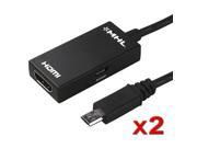 eForCity 2 Pack MiMicro USB to HDMI MHL Adapter 11 pin TO Micro USB to HDMI MHL Adapter 11 pin