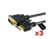 eForCity 3 Pack HDMI to DVI Cable 5Gbps M M 6 FT 1.8 M Black