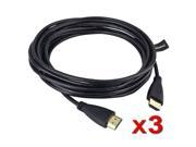 eForCity 3 Pack HDMI cable 15 FT 4.6 M Digital Audio Video Cable Premium Quality Black