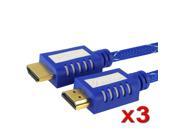 eForCity 3 Pack Premium High Speed HDMI Cable 25FT Mesh Blue
