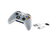 eForCity White Controller silicone Case with FREE 6FT White Micro USB 2 in 1 Cable Compatible with Xbox One