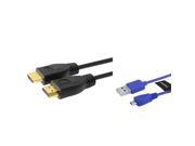 eForCity 6FT High Speed HDMI Cable with Ethernet M M with FREE 6FT Blue Micro USB 2 in 1 Cable Compatible with Xbox One