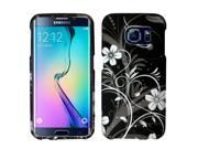 Samsung Galaxy S6 Edge Case eForCity Flowers Rubberized Hard Snap in Case Cover for Samsung Galaxy S6 Edge Black White