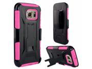 Samsung Galaxy S6 Edge Case eForCity Dual Layer [Shock Absorbing] Protection Hybrid PC Silicone Holster Case Cover for Samsung Galaxy S6 Edge Black Hot Pink