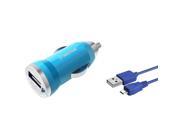 eForCity Micro USB Chargers Kit for Cell Tablet Car Charger Adapter 3FT Cable Blue