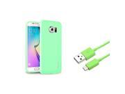 eForCity Mint Green Jelly TPU Case Cover 3ft Micro USB Cable For Samsung Galaxy S6 Edge SM G925