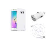 eForCity White Jelly TPU Case Micro USB Cable Car Charger For Samsung Galaxy S6 Edge SM G925