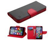 Microsoft Lumia 640 Case eForCity Stand Folio Flip Leather [Card Slot] Wallet Flap Pouch Case Cover for Microsoft Lumia 640 Black Red