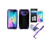 eForCity For Samsung Galaxy S6 Edge SM G925 Hybrid Hard Soft Case w Stand Stylus Screen Protector Purple