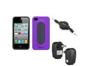 eForCity Wall Charger Audio Cable Purple Snap Tail Stand Case Cover compatible with Apple iPhone 4S 4