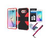 eForCity For Samsung Galaxy S6 Edge SM G925 Dynamic Slim Rugged Hybrid Case Screen Protector Pen Red