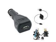 eForCity Air Vent Holder Mount Black Car Charger Cable USB Compatible with Samsung Galaxy S4 i9500 S3