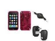 eForCity Wall Charger Audio Cable Pink Morning Glory Candy Skin Case compatible with Apple iPhone 3GS 3G