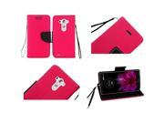 LG G4 Case eForCity Stand Folio Flip Leather [Card Slot] Wallet Flap Pouch Case Cover for LG G4 Hot Pink Black