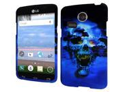 LG Lucky Sunrise Case eForCity Skull Rubberized Hard Snap in Case Cover For LG Lucky Sunrise Blue Black