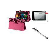 Pink Zebra Leather With Stand Case Cover Screen Protector Silver Pen Stylus Compatible With Kindle Fire HD 7 inch 2012 Version