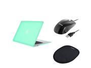 eForCity Ocean Green Snap in Rubber Coated Case and Black Optical Scroll Wheel Mouse with free Black Wrist Comfort Mouse Pad compatible with Apple MacBook Air 1