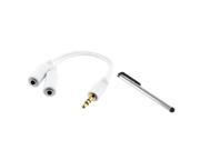 eForCity 2x Headset Splitter Compatible with Samsung© Galaxy i9300 S4 i9500 Note 2 i9300 Silver Stylus