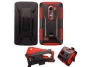 LG Leon Tribute 2 Case eForCity Dual Layer [Shock Absorbing] Protection Hybrid PC Silicone Holster Case Cover For LG Leon Tribute 2 Black Red