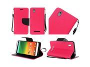 ZTE Lever LTE Case eForCity Stand Folio Flip Leather Case Cover For ZTE Lever LTE Hot Pink Black