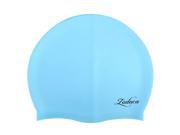 eForCity Premium Solid Silicone Elastic Flexible Durable Waterproof Swimming Hat Comfortable Swim Cap for Unisex Adult Men Women Light Blue