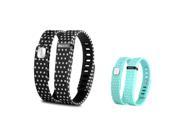 eForCity 2 Pack Replacement Wristband Bracelet for Wireless Activity Tracker Fitbit Flex w Double Clasp Black Mint Green Polka Dot Size L
