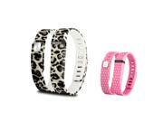 eForCity 2 Pack Replacement Wristband Bracelet for Wireless Activity Tracker Fitbit Flex w Double Clasp Brown Leopard Pink Polka Dot Size L