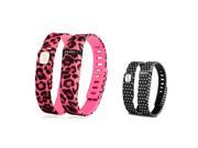 eForCity 2 Pack Replacement Wristband Bracelet for Wireless Activity Tracker Fitbit Flex w Double Clasp Pink Leopard Black Polka dot Size L
