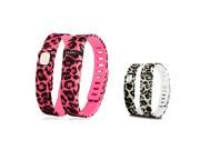 eForCity 2 Pack Replacement Wristband Bracelet for Wireless Activity Tracker Fitbit Flex w Double Clasp Pink Brown Leopard Size L