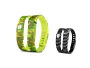 eForCity 2 Pack Replacement Wristband Bracelet for Wireless Activity Tracker Fitbit Flex w Double Clasp Camo Black Polka Dot Size L