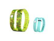 eForCity 2 Pack Replacement Wristband Bracelet for Wireless Activity Tracker Fitbit Flex w Double Clasp Camo Mint Green Polka Dot Size L