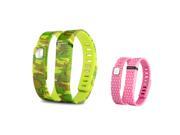 eForCity 2 Pack Replacement Wristband Bracelet for Wireless Activity Tracker Fitbit Flex w Double Clasp Camo Pink Polka Dot Size L
