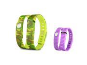 eForCity 2 Pack Replacement Wristband Bracelet for Wireless Activity Tracker Fitbit Flex w Double Clasp Camo Purple Polka Dot Size L