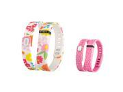 eForCity 2 Pack Replacement Wristband Bracelet for Wireless Activity Tracker Fitbit Flex w Double Clasp Flower Pink Polka Dot Size L