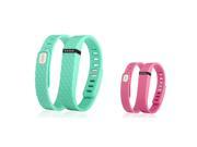 eForCity 2 Pack Replacement Wristband Bracelet for Wireless Activity Tracker Fitbit Flex w Double Clasp Mint Green Pink Size L