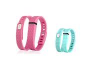 eForCity 2 Pack Replacement Wristband Bracelet for Wireless Activity Tracker Fitbit Flex w Double Clasp Pink Mint Green Polka Dot Size L