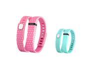 eForCity 2 Pack Replacement Wristband Bracelet for Wireless Activity Tracker Fitbit Flex w Double Clasp Pink Mint Green Polka Dot Size S