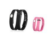 eForCity 2 Pack Replacement Wristband Bracelet for Wireless Activity Tracker Fitbit Flex w Double Clasp Black Pink Polka Dot Size S