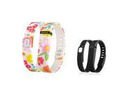 eForCity 2 Pack Replacement Wristband Bracelet for Wireless Activity Tracker Fitbit Flex w Double Clasp Flower Black Size S