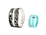 eForCity 2 Pcs Replacement Wristband Bracelet for Wireless Activity Tracker Fitbit Flex w Double Clasp Brown Leopard Mint Green Polka Dot Size L