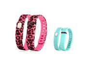 eForCity 2 Pcs Replacement Wristband Bracelet for Wireless Activity Tracker Fitbit Flex w Double Clasp Pink Leopard Mint Green Polka Dot Size L