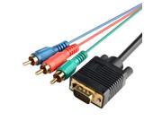 eForCity 12ft Black HDDB15 15 pin VGA to RCA Component RGB Cable Cord M M supports Compatible with Xbox 360