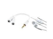 eForCity White 3.5mm Stereo Headset w On off Mic White Headset Splitter For Apple® iPhone 5 5S 5C 5th 2 3 GS 4 G