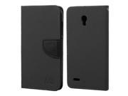 Alcatel One Touch Conquest Case eForCity Stand Folio Flip Leather [Card Slot] Wallet Flap Pouch Case Cover For Alcatel One Touch Conquest Black
