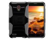 Alcatel One Touch Conquest Case eForCity Dual Layer [Shock Absorbing] Protection Hybrid PC Silicone Holster Case Cover For Alcatel One Touch Conquest Black Gr