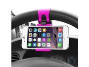 eForCity Black Hot Pink Car Steering Wheel Phone Mount Holder Width 2.13 3.0 fit iPhone 6 5 Galaxy S6 S5 Nexus 4 5