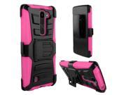 LG Volt 2 Case eForCity Dual Layer [Shock Absorbing] Protection Hybrid PC Silicone Holster Case Cover For LG Volt 2 Black Hot Pink