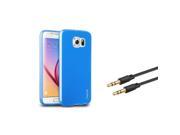 eForCity Blue Jelly TPU Rubber Gel Case 3.3ft Auxiliary cable for Samsung Galaxy S6 SM G920