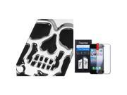 eForCity Silver Plating Black Skullcap Hybrid Protector Cover Reusable Screen Protector for Apple iPhone 5 5S