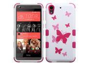 HTC Desire 626 626s Case eForCity Butterfly Dancing Dual Layer [Shock Absorbing] Protection Hybrid Rubberized Hard PC Silicone Case Cover For HTC Desire 626